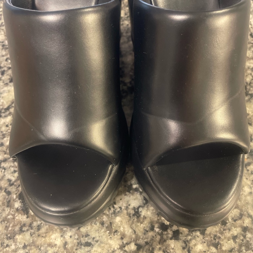 Black Women's Slide  Platform Wedge Sandals - Picture 7 of 8